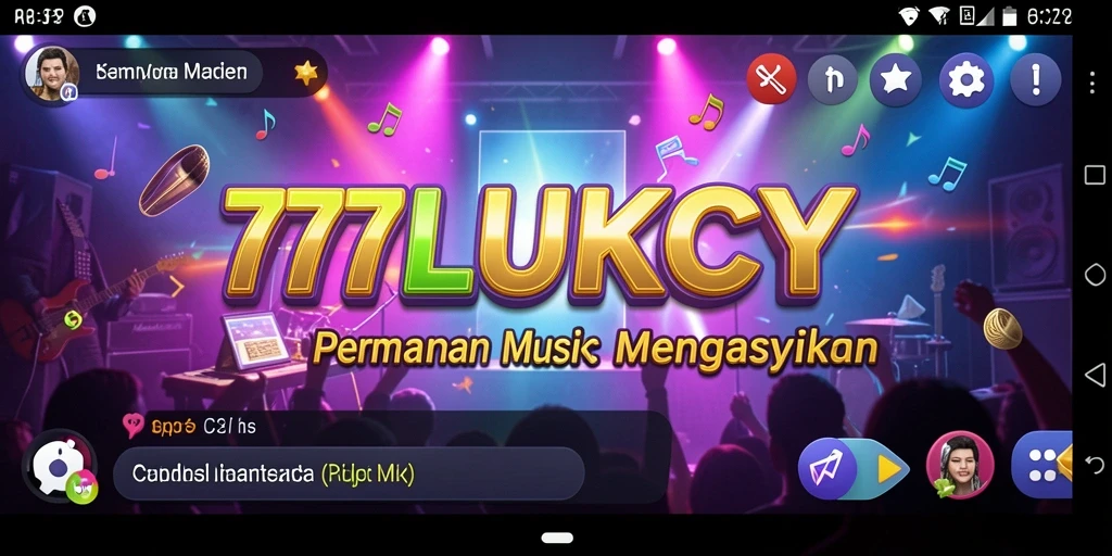 Tampilan gameplay 777LUKCY yang seru dengan berbagai lagu pilihan.