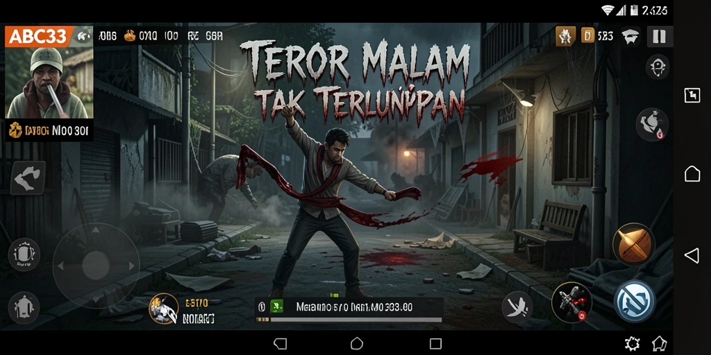 Screenshot gameplay menyeramkan dari ABC33 dengan suasana mencekam.
