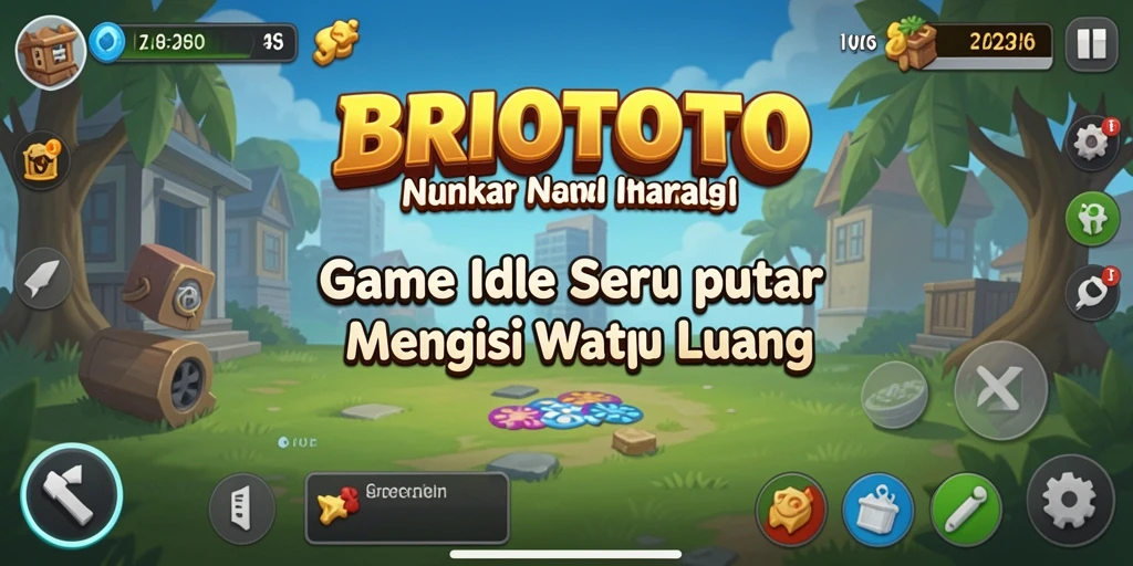 Screenshot utama BRIOTOTO menampilkan karakter dan gameplay Idle yang menarik.
