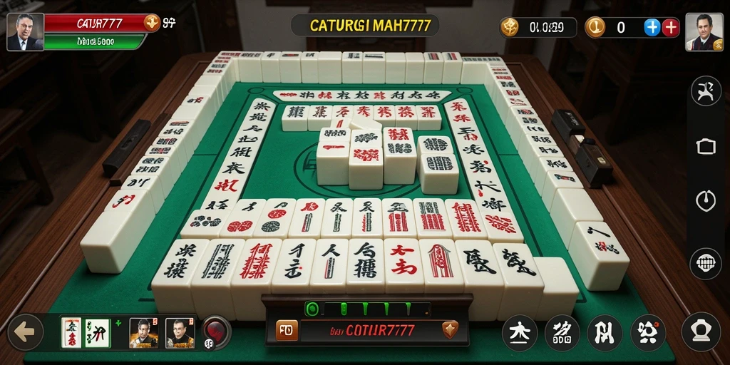 Screenshot menunjukkan gameplay seru di CATUR777 dengan banyak tantangan Mahjong.