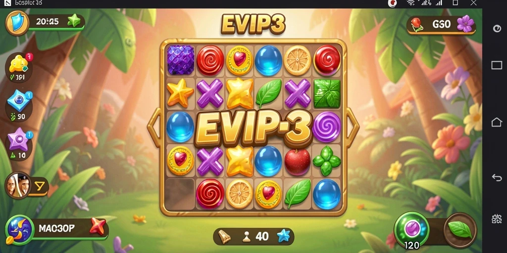 Tampilan gameplay EVIP3 yang penuh warna dan menantang.