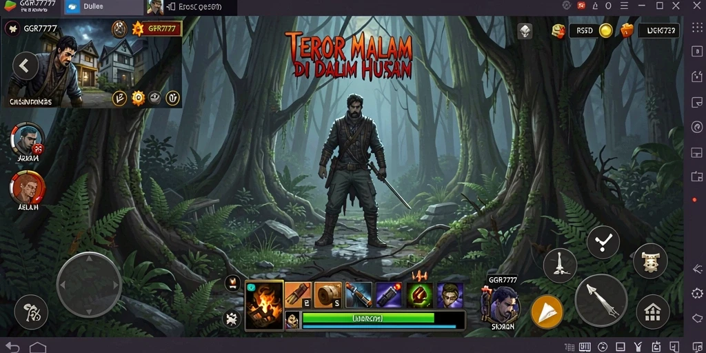 Tampilan gameplay menakutkan GGR7777 di dunia hutan angker.