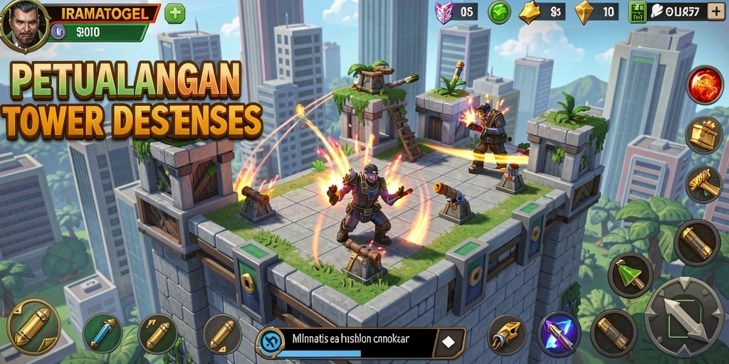 Gameplay menegangkan dalam IRAMATOGEL Tower Defense.