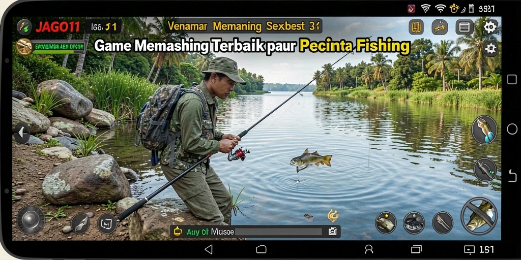 Gameplay memancing seru dalam JAGO11 dengan grafik menakjubkan.