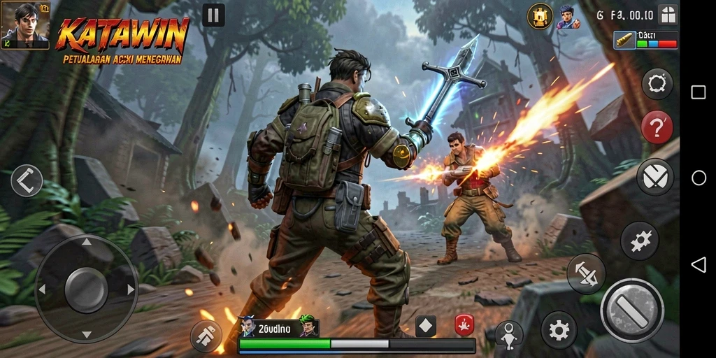 Tangkapan layar KATAWIN menampilkan aksi pertarungan seru dalam gameplay.