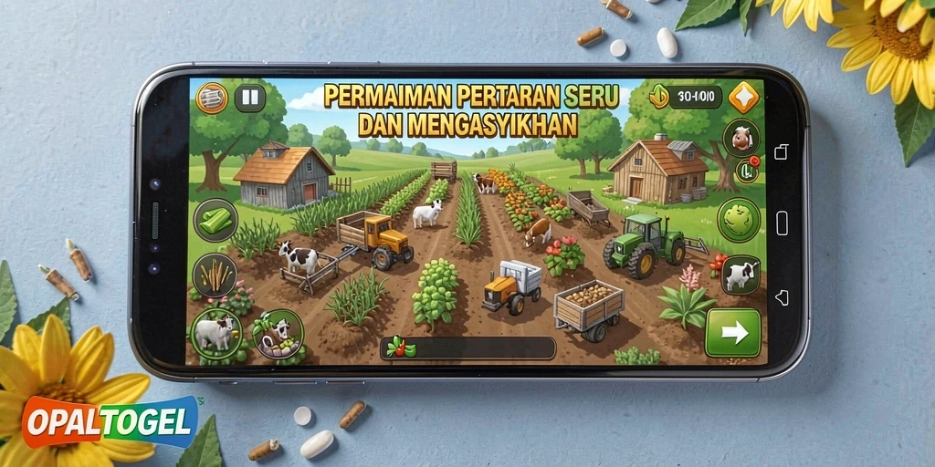 Tampilan gameplay seru di OPALTOGEL dengan aktivitas pertanian.