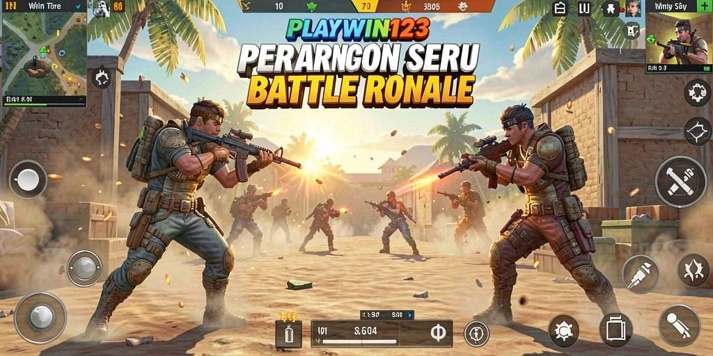 Tangkapan layar gameplay menampilkan aksi seru dalam pertarungan Battle Royale.