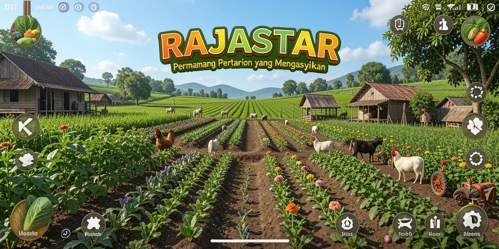 Tampilan gameplay menarik di dunia pertanian virtual RAJASTAR.