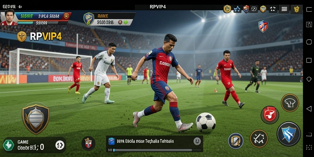Tampilan gameplay menarik dari RPVIP4 yang menampilkan pertandingan sepak bola.